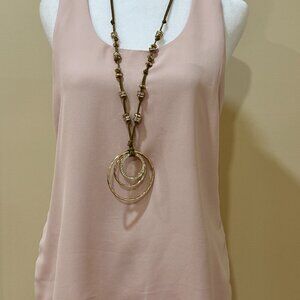 Ann Taylor Blouse Blush Pink Women Small Sleeveless Chiffon Pullover Round Neck